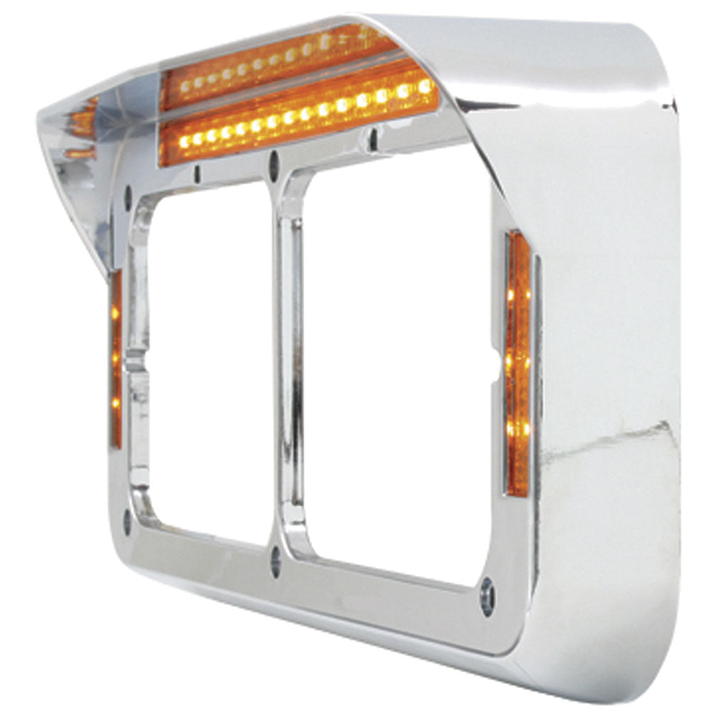 Dual Rectangular Headlight Bezel with Visor 21 LED Lights