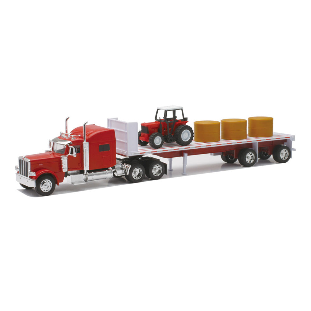 Peterbilt 389 with Hay and Farm Tractor