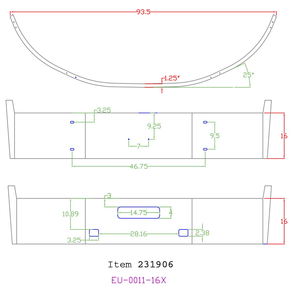 International Prostar 16" Set Back Chrome Bumper