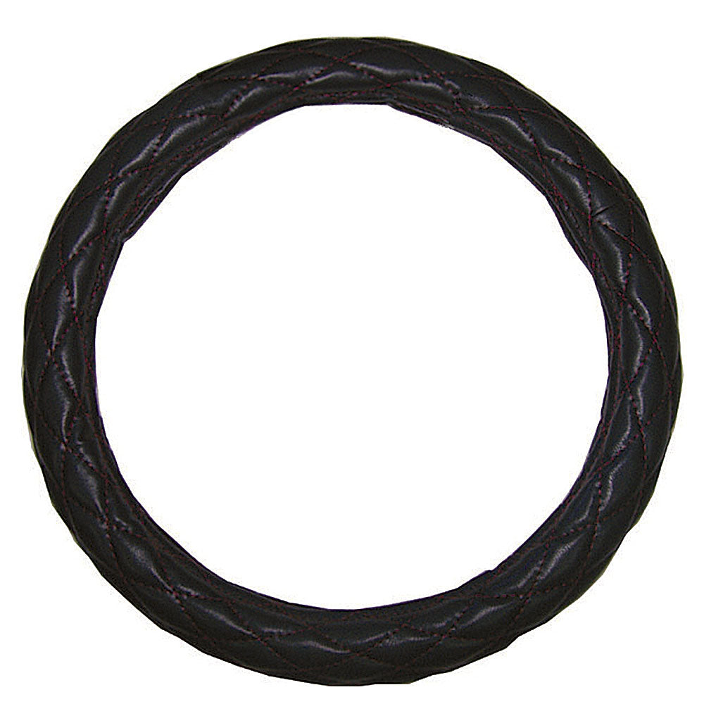 Deluxe Black Quilted Steering Wheel Cover 20"