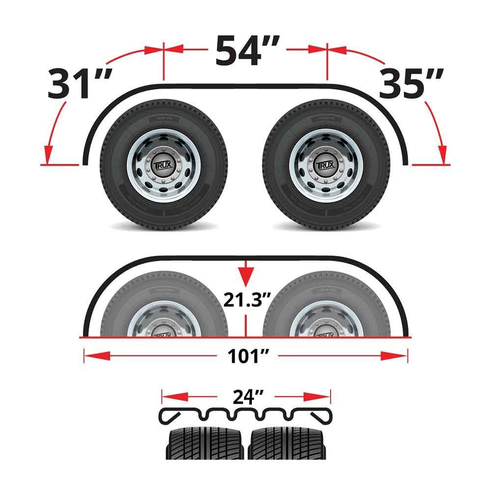 120"L x 24"W Ribbed SS Full Fenders Beaded Edge