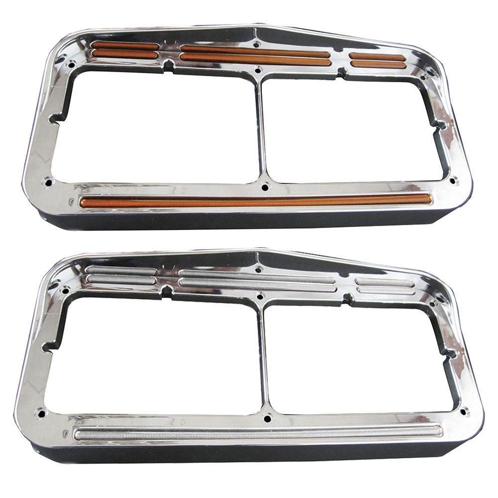 Dual Rectangular Headlight Bezel 50 Flatline LED Lights