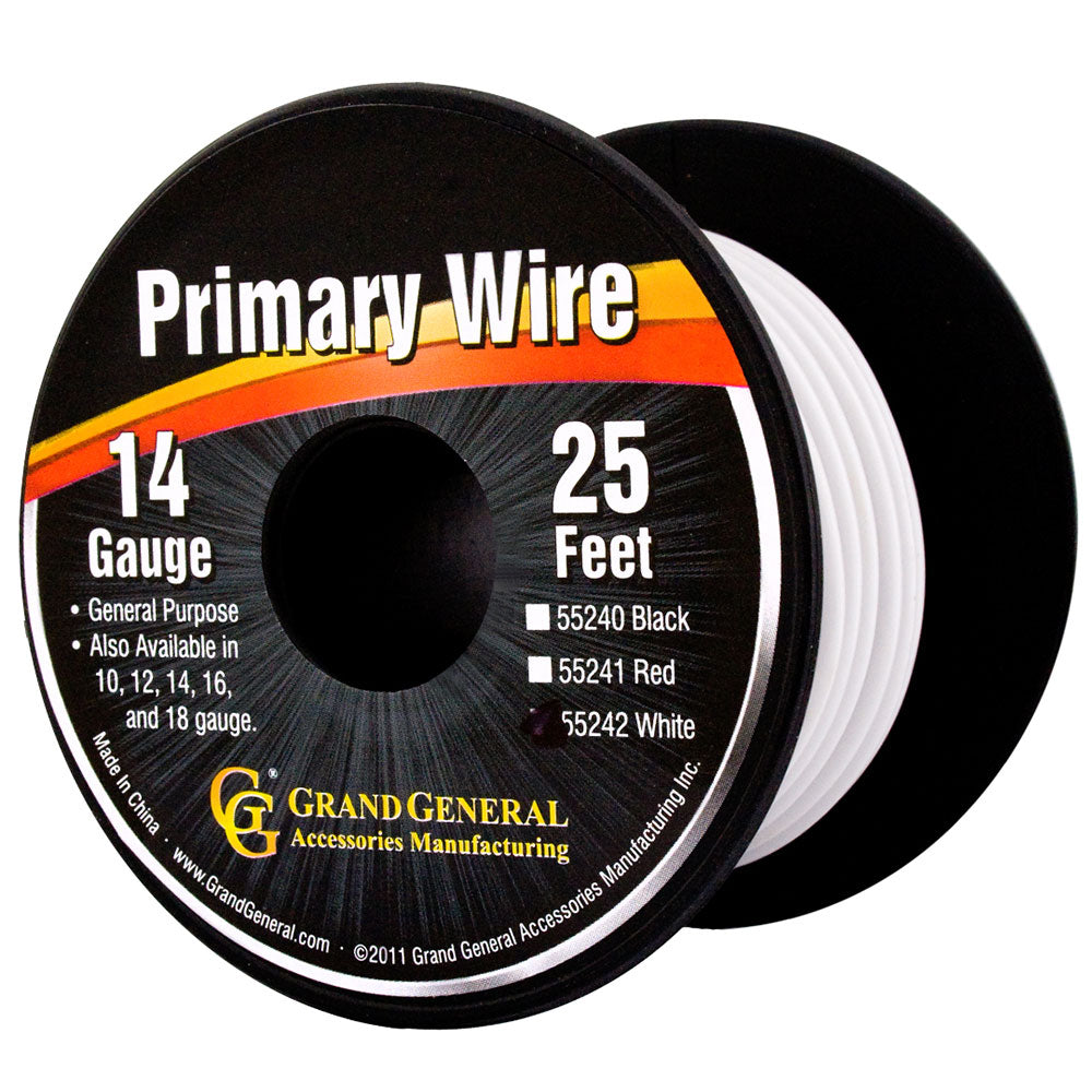 25' Spool of 14-Gauge White Wire