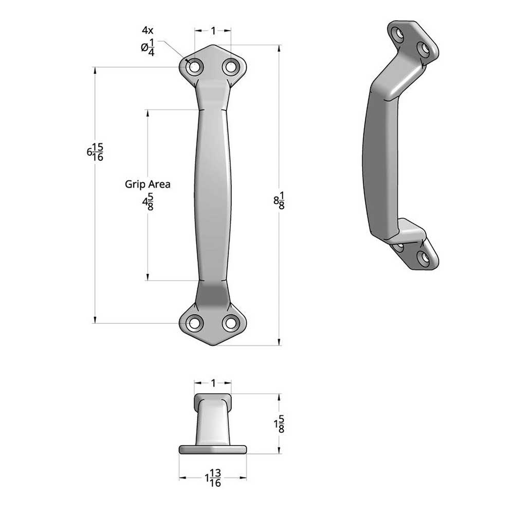 Chrome Die Cast Grab Handle Kit with Mounting Hardware