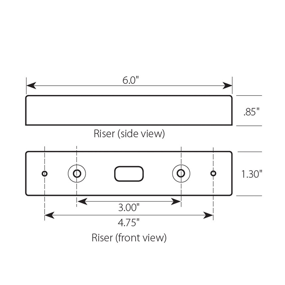 Black Plastic Riser for 6" Strip Lights