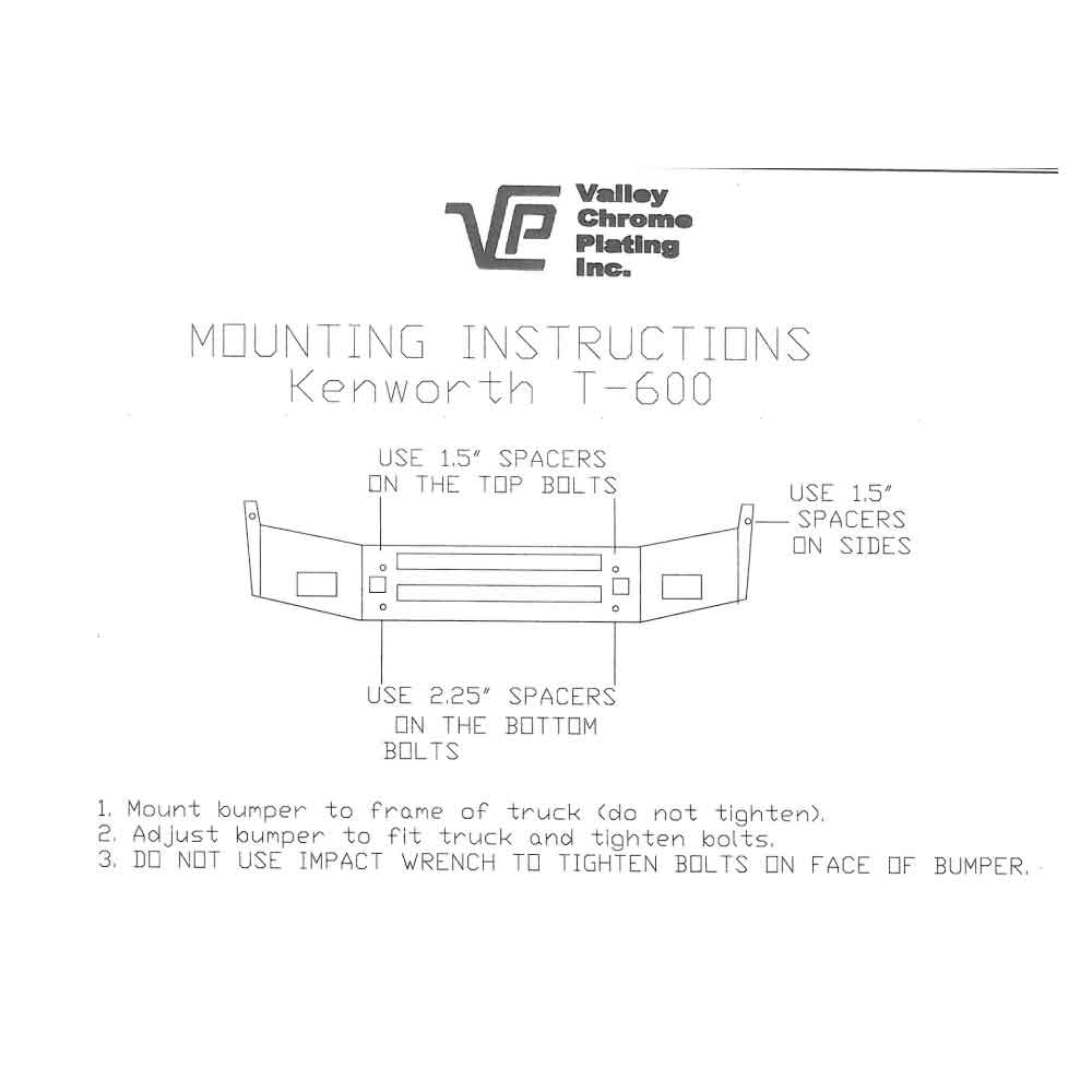 Kenworth T600 18" Set Back Axle Bumper