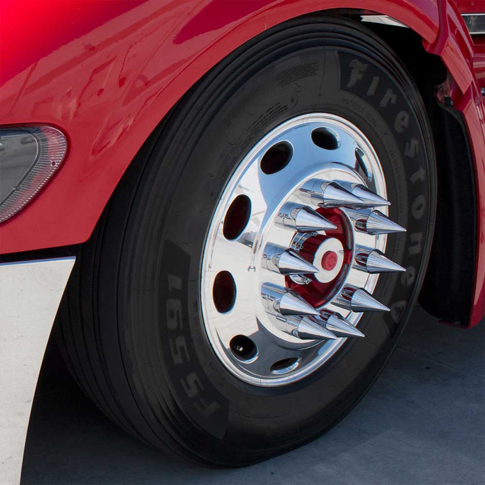 33mm x 4-1/8" Chrome Spike Nut Cover - Thread On
