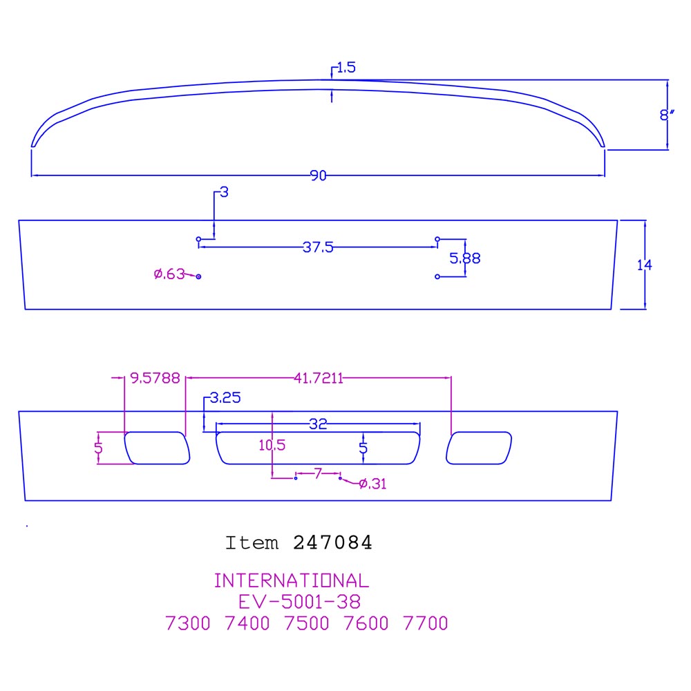 International 14" Factory Style Chrome Bumper