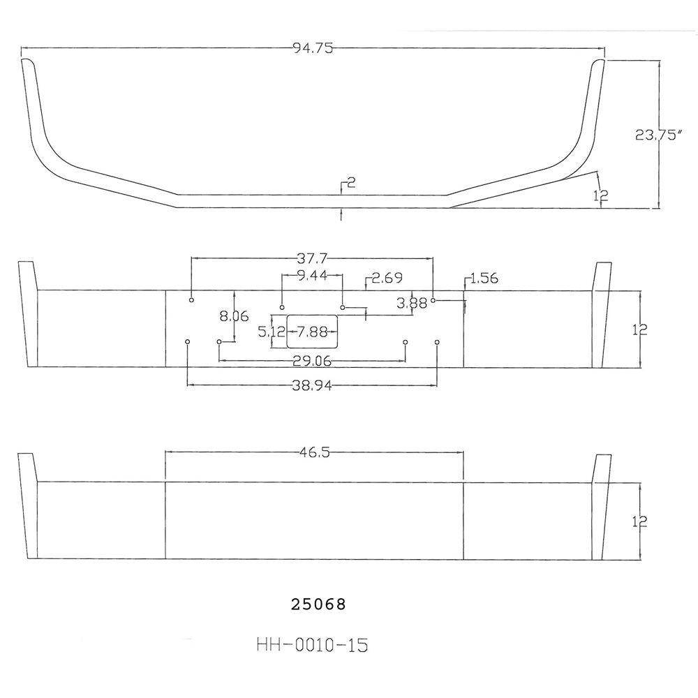 Peterbilt 377 12" Set Back Chrome Bumper