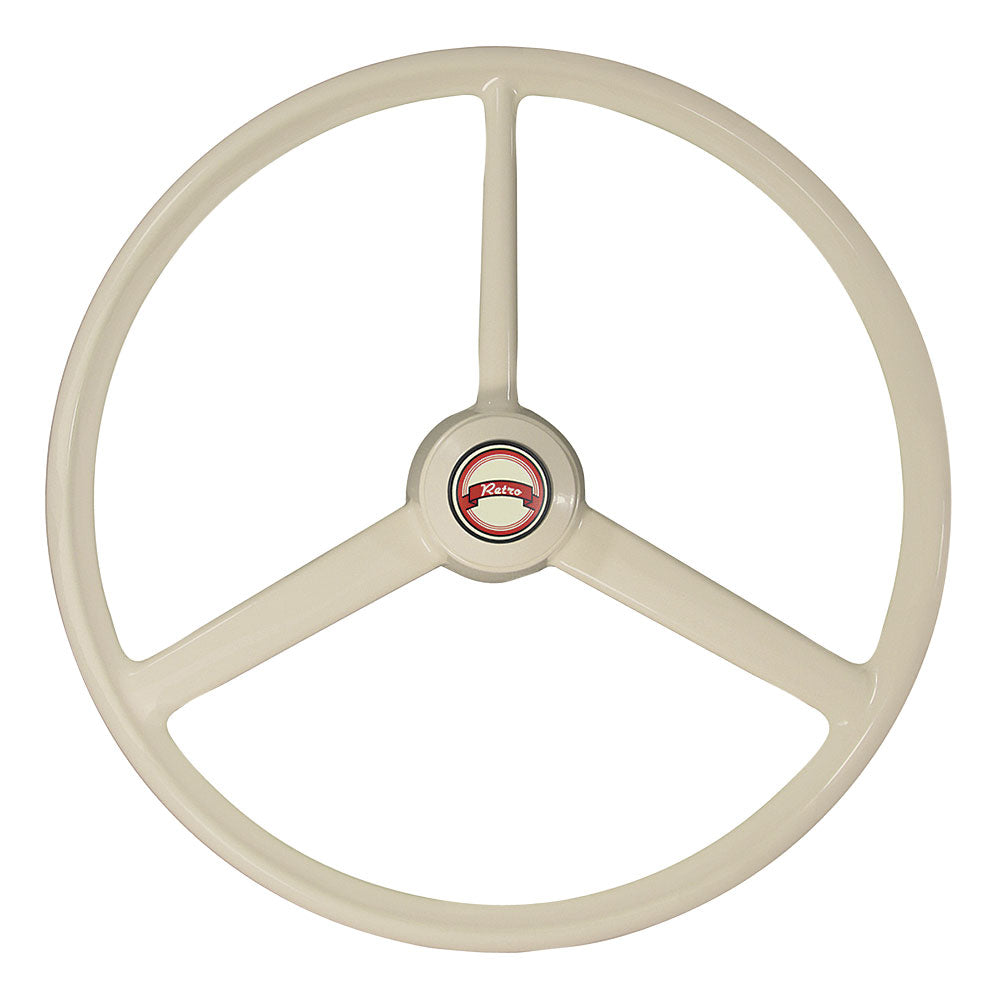 3 Spoke Ivory Retro Style Steering Wheel 20"