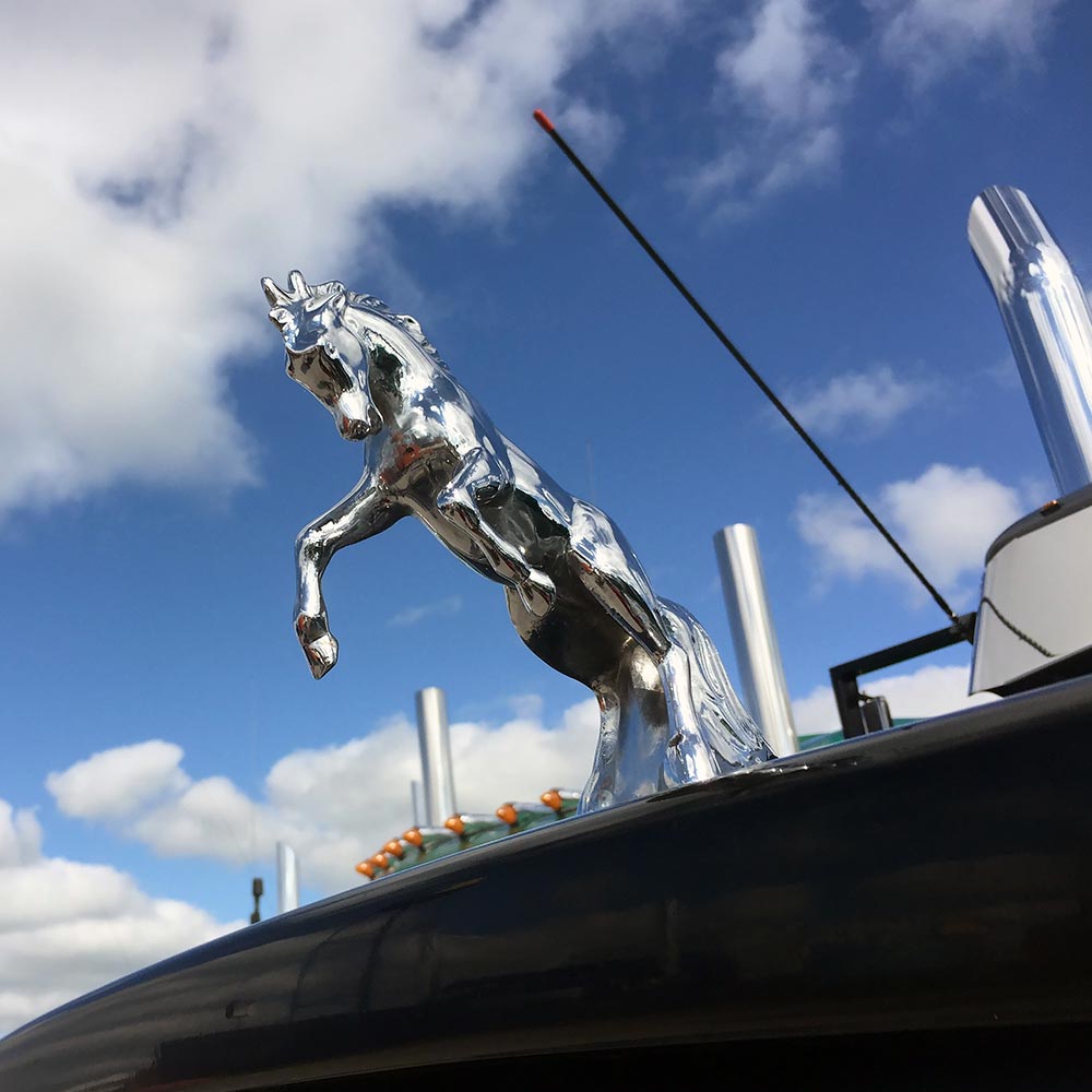 Chrome Fighting Stallion Hood Ornament