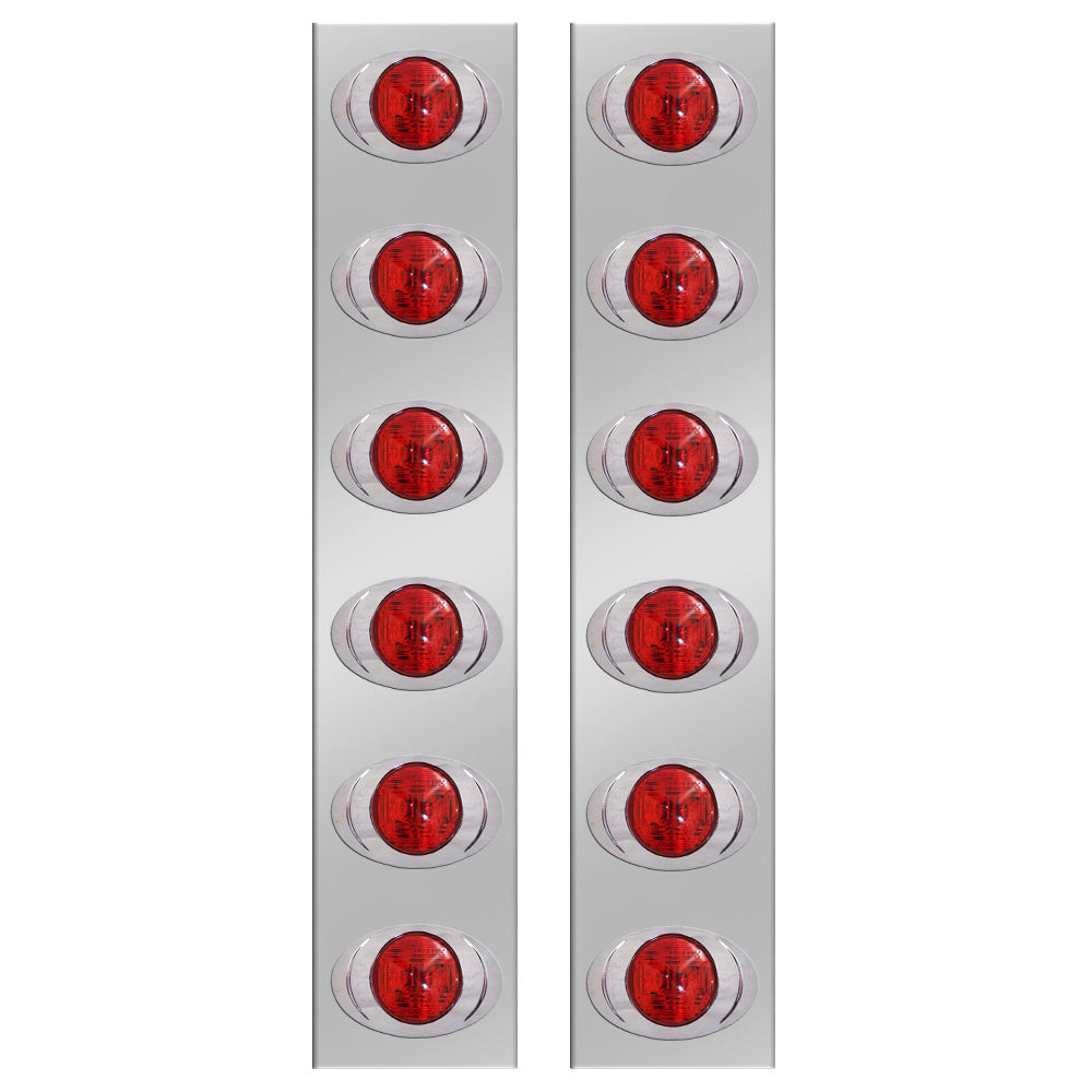 Peterbilt 13" Stainless Steel Rear Air Cleaner Panels with 6 P3 LED Lights
