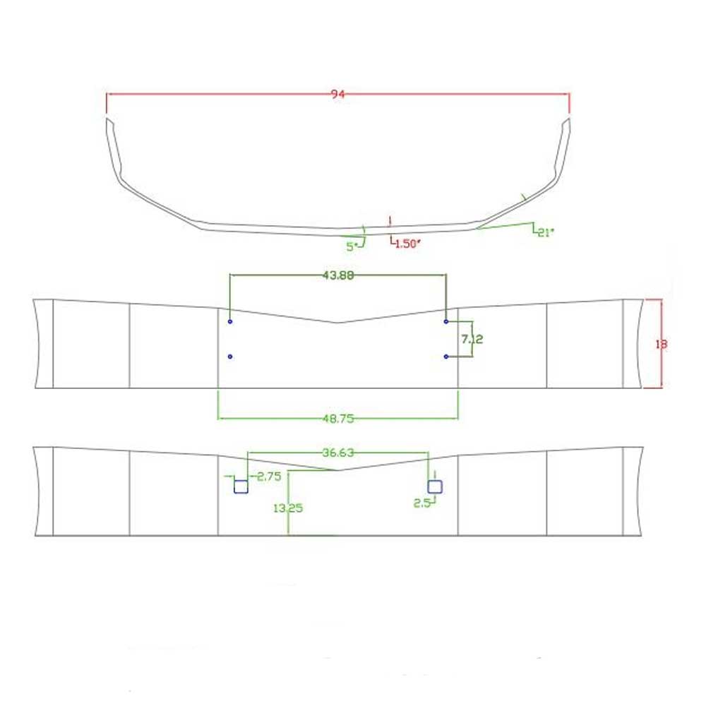 Peterbilt 579 18" Chrome Set Back Bumper