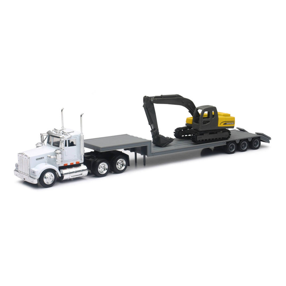 Kenworth W900 Lowboy with Backhoe