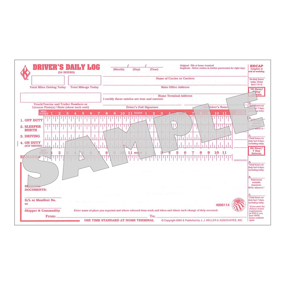 Driver's Daily Log Book (Carbon Copy)