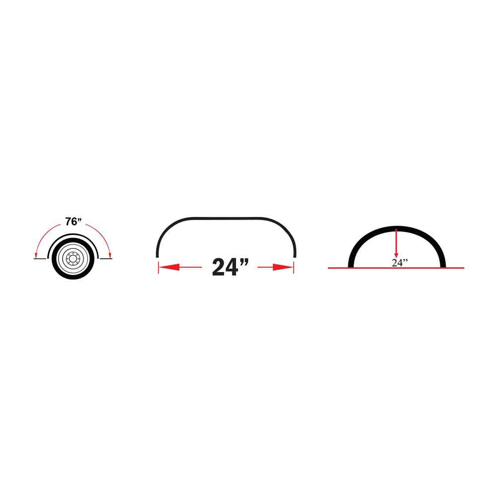 76" Black Poly Single Axle Fenders