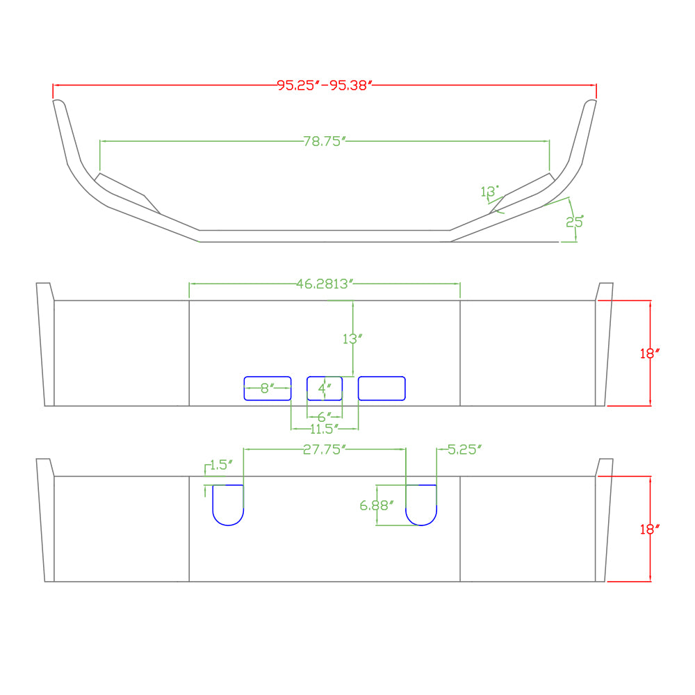 Mack CH613 18" Set Back Axle Bumper