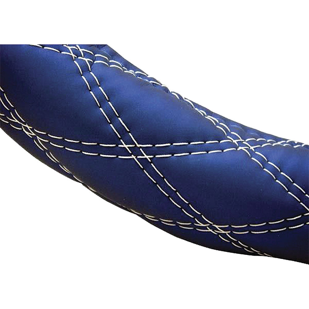 Deluxe Blue and White Steering Wheel Cover 18"