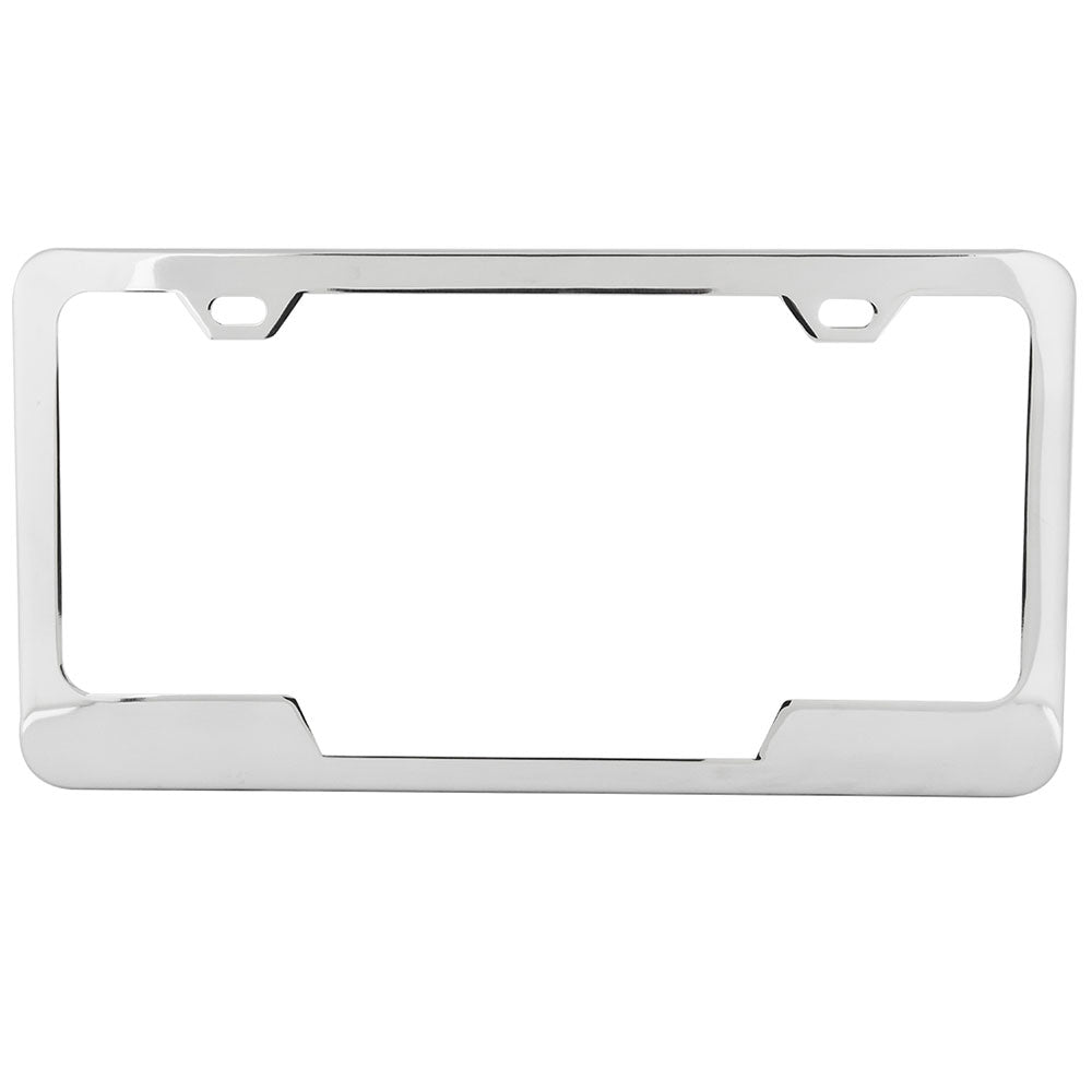 Stainless 2-Hole License Plate Frame w/ Center Cut