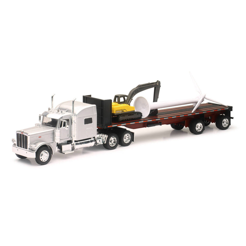 Peterbilt 389 Flatbed with Excavator and Wind Turbine