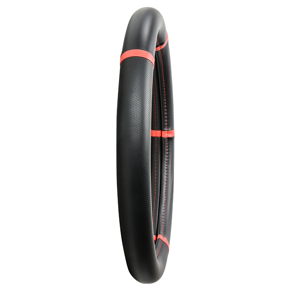 Black with Red Trim Steering Wheel Cover 18"
