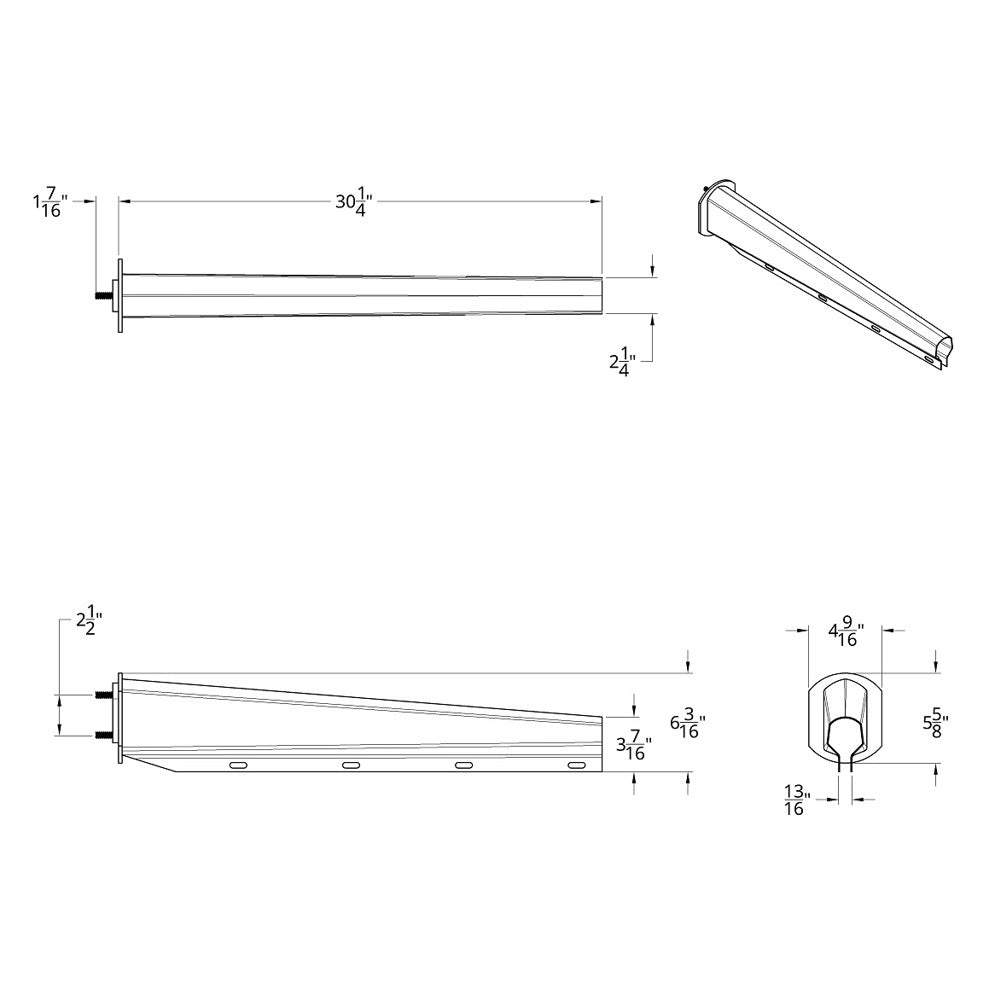 30" Black Heavy Duty 2-1/2" Mud Flap Hangers
