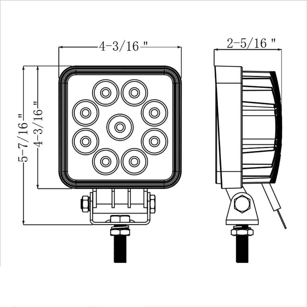 4" 9 LED Square Flood Work Light