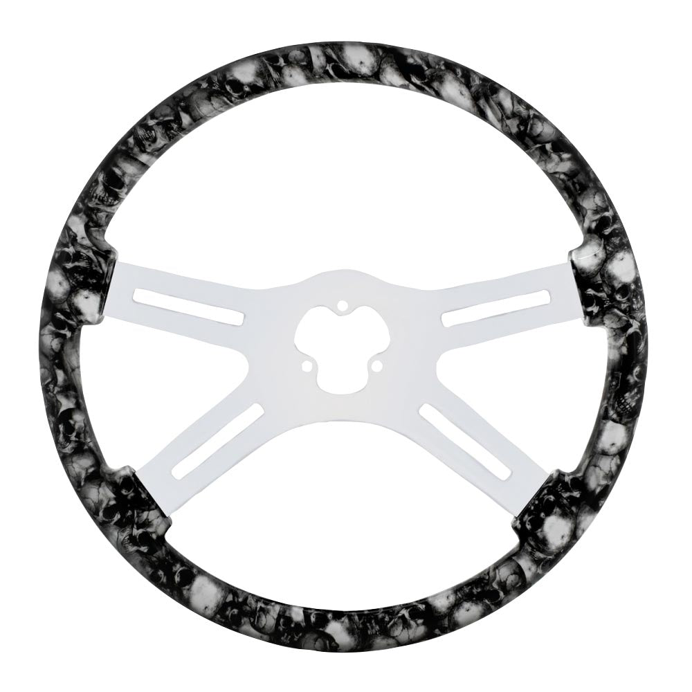 18" 4 Spoke Skull Print Steering Wheel