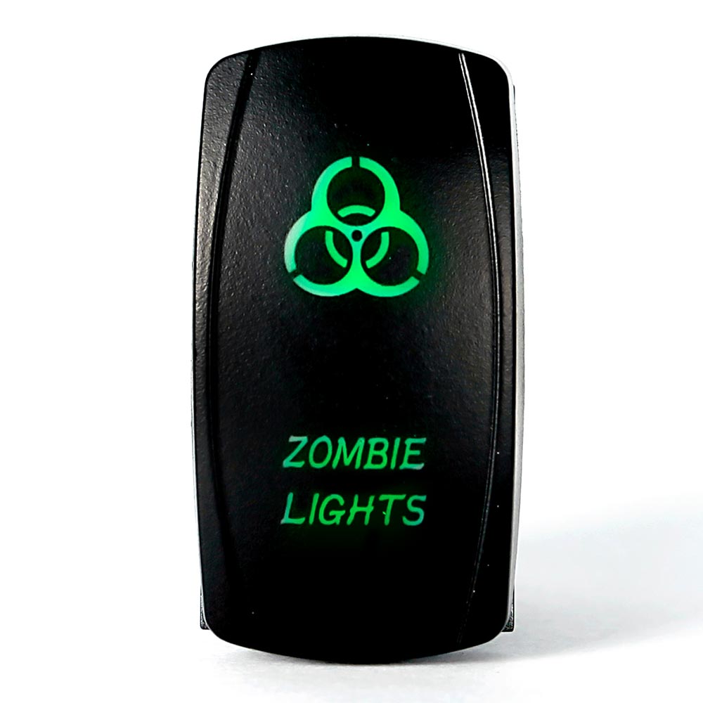 Close-up of zombie lights LED rocker switch