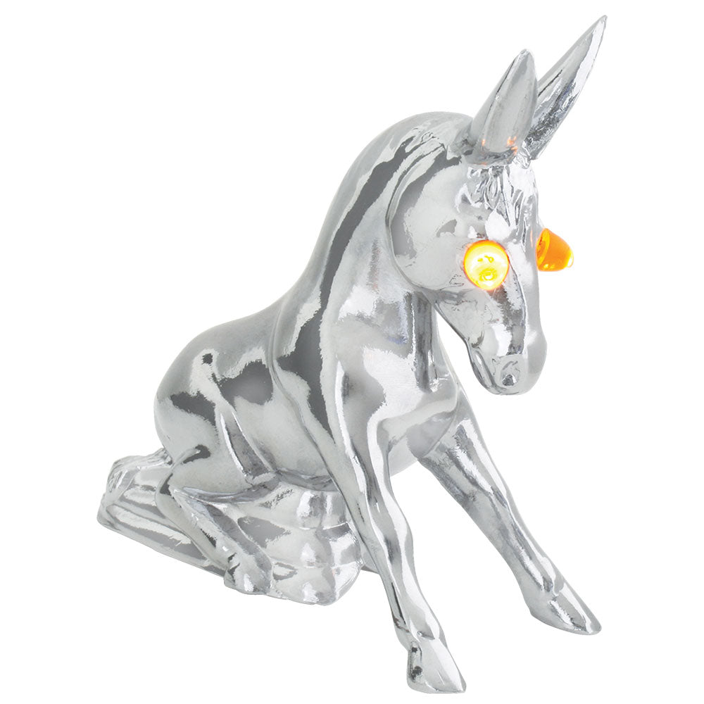 Chrome Donkey Hood Ornament with Incandescnt Illuminated Eyes
