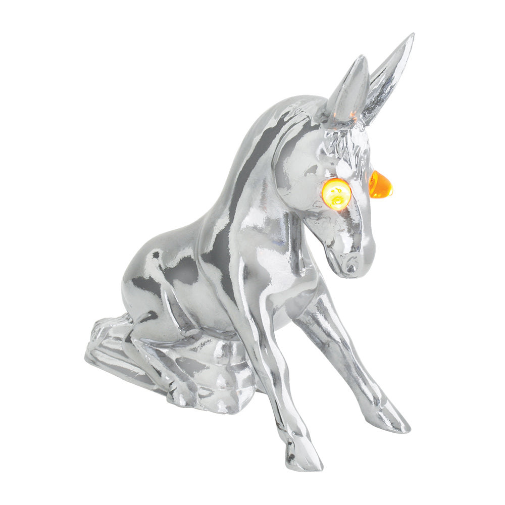 Chrome Donkey Hood Ornament with Incandescnt Illuminated Eyes