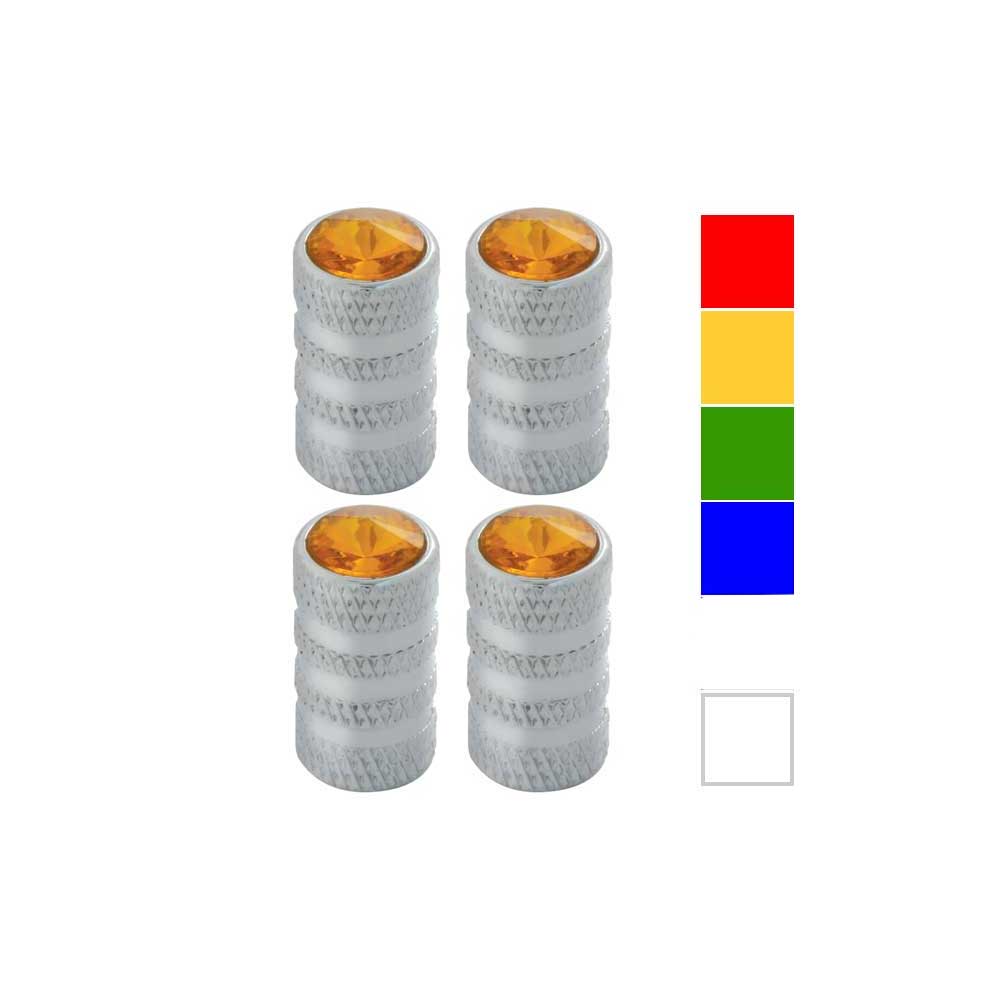 Chrome Tubular Style Tire Valve Stem Covers with Crystal Jewel