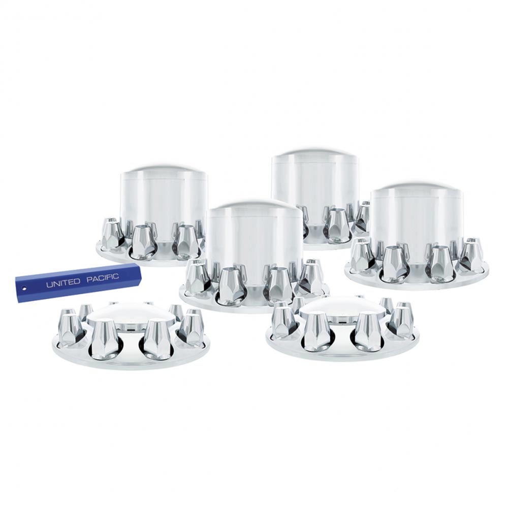 Chrome Dome Front & Rear Axle Cover Kit with 33mm Thread-On Nut Covers