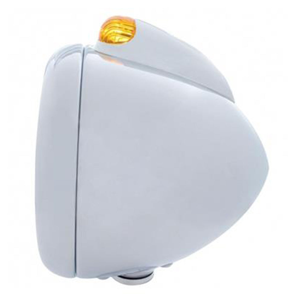 Stainless Steel Guide Headlight with 34 Amber LED H4 Bulb and Dual Function Amber LED