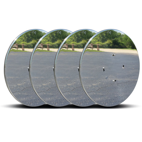 Twist & Lock Aero Wheel Covers, Polished Stainless for Dual Wheel Axles 4PK