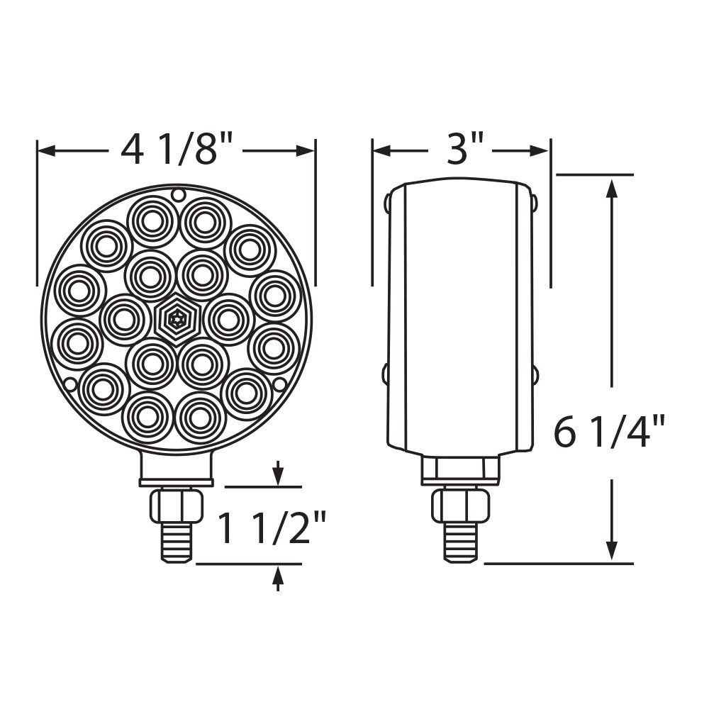 4" Amber/Red 18 LED Reflector Double Face Light