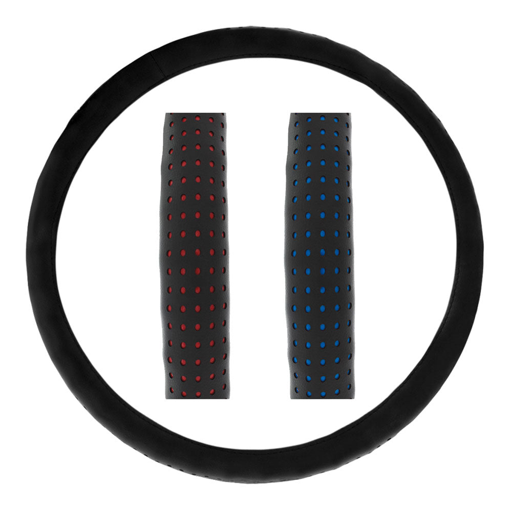 Perforated Leather Steering Wheel Cover 18"