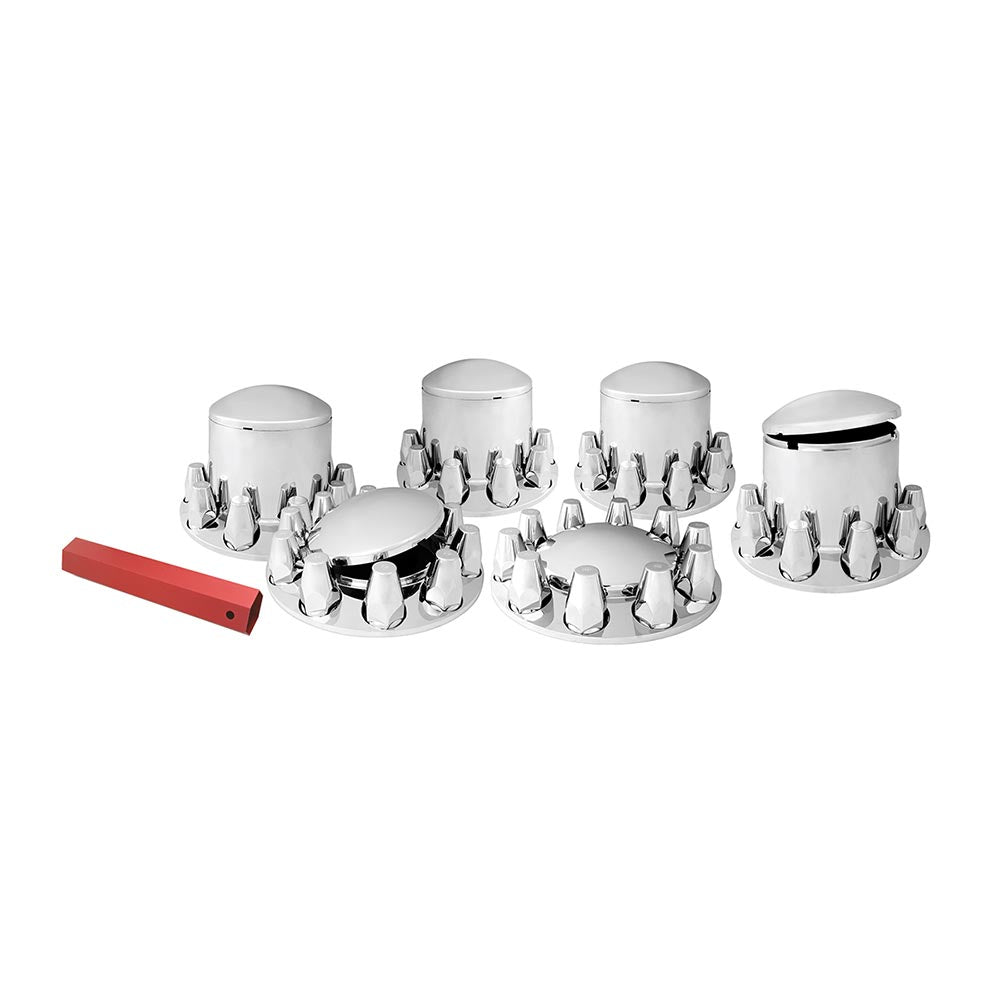 Chrome ABS Complete Front & Rear Axle Cover Kit with 33mm or 1-1/2" Nut Covers