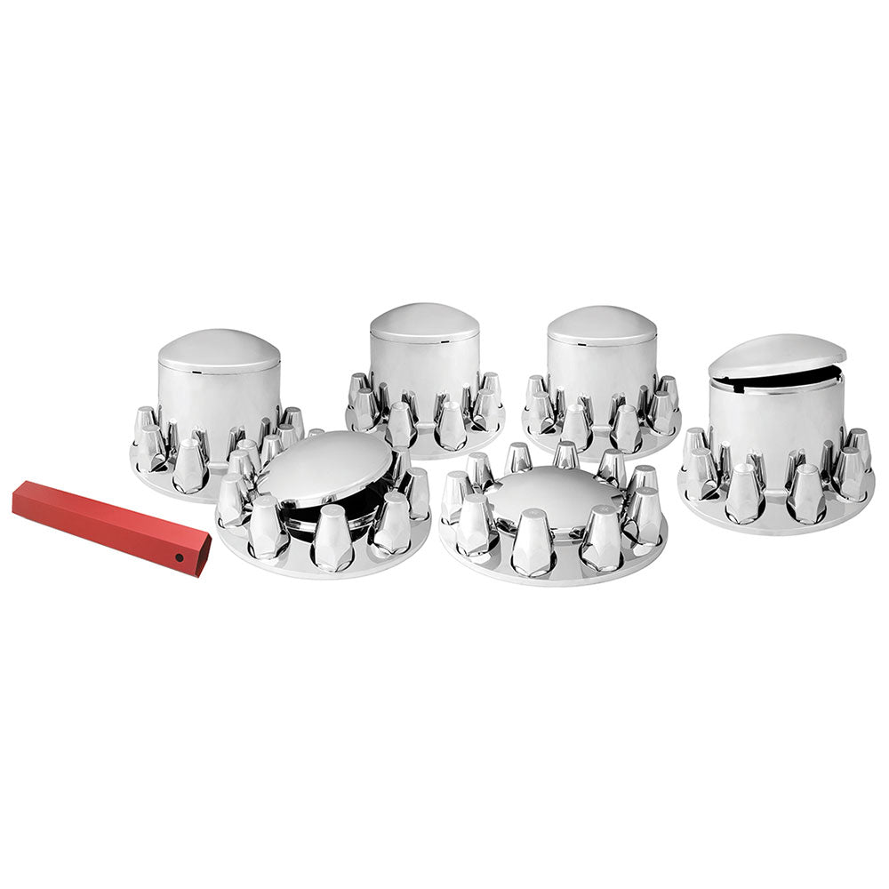 Chrome ABS Complete Front & Rear Axle Cover Kit with 33mm or 1-1/2" Nut Covers