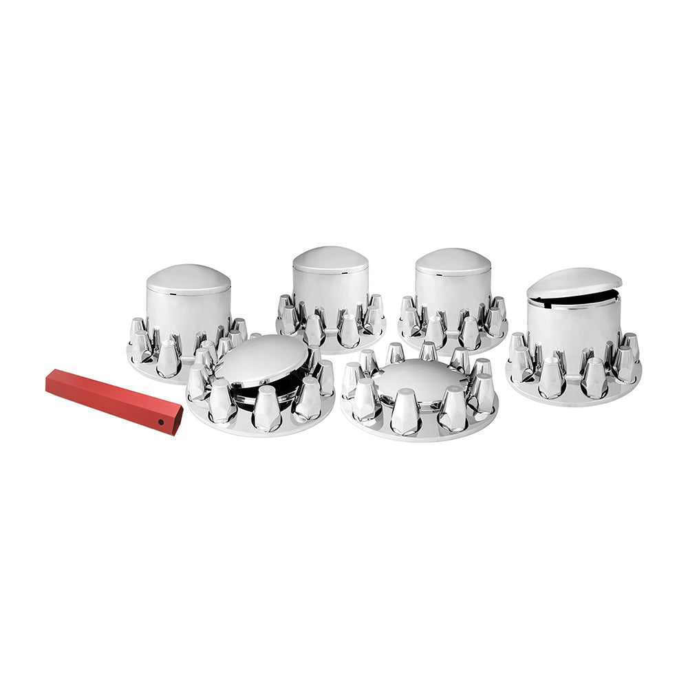 Chrome ABS Complete Front & Rear Axle Cover Kit with 33mm or 1-1/2" Nut Covers