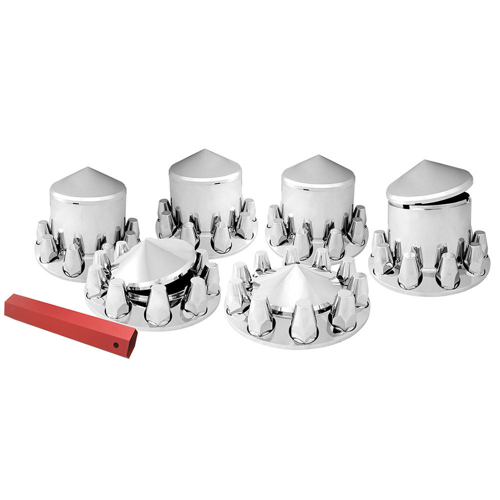 Chrome ABS Complete Front & Rear Axle Cover Kit with 33mm or 1-1/2" Nut Covers