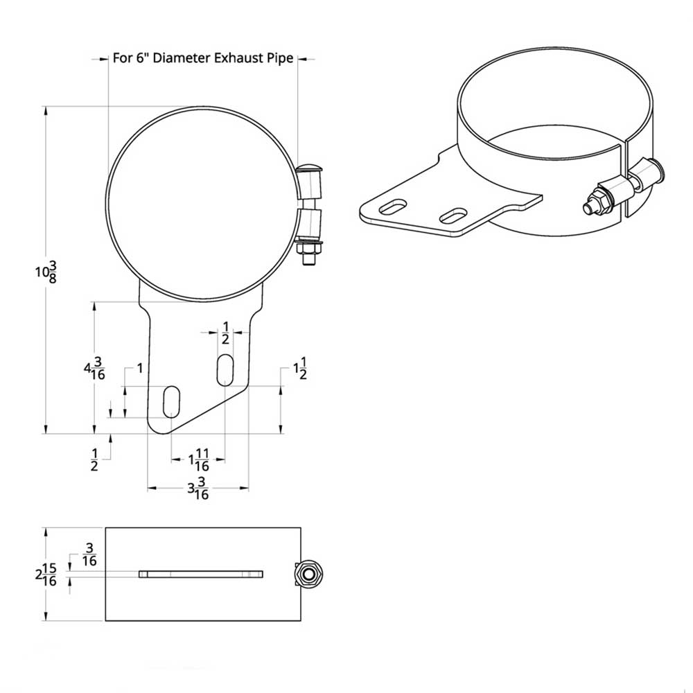 6" Stainless Steel Butt Joint Exhaust Clamp with Angled Bracket