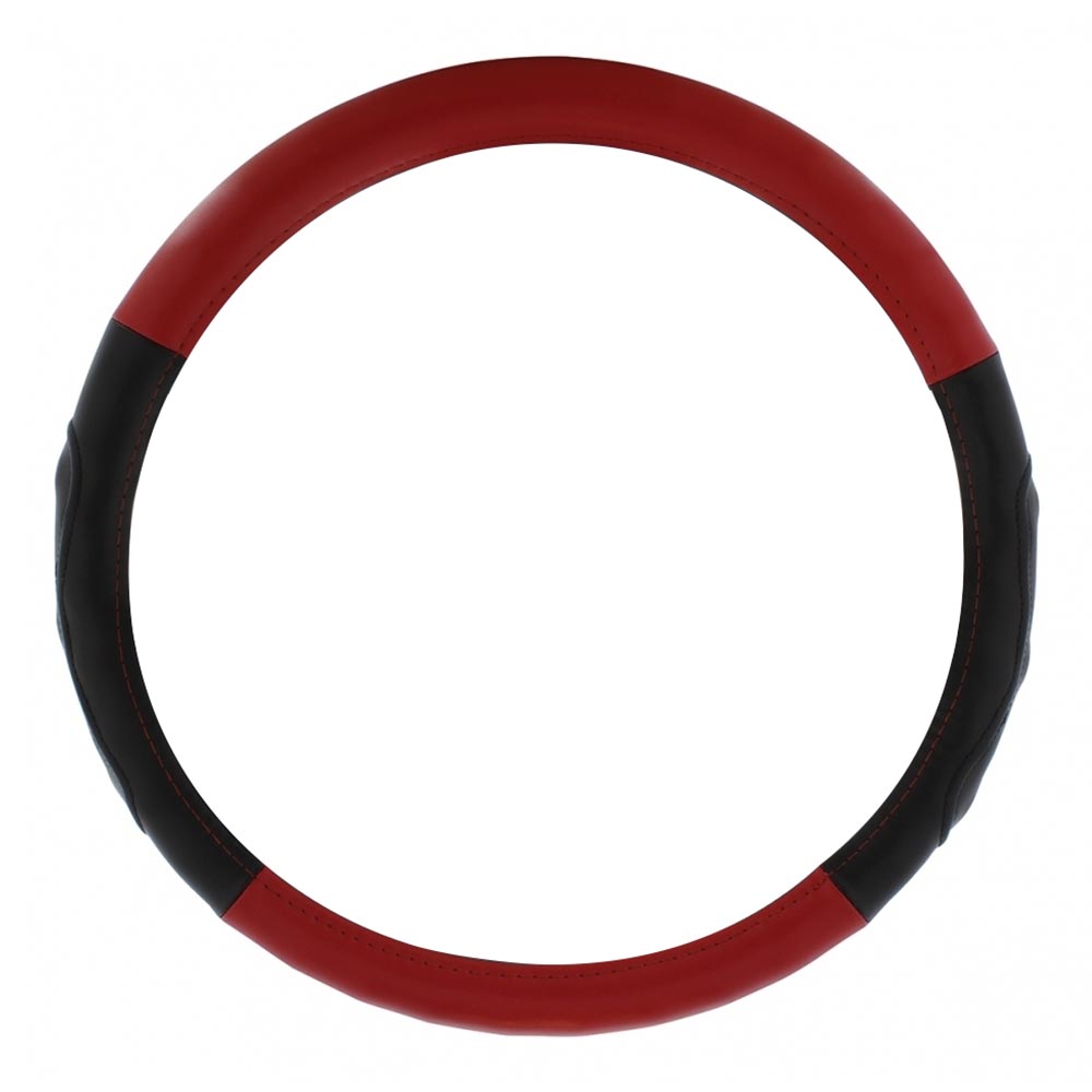 18" Steering Wheel Cover Red with Black Grips