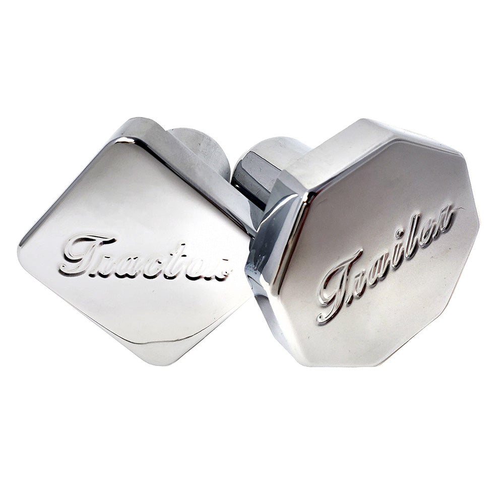 Chrome Square Tractor & Octagon Trailer Knob Set