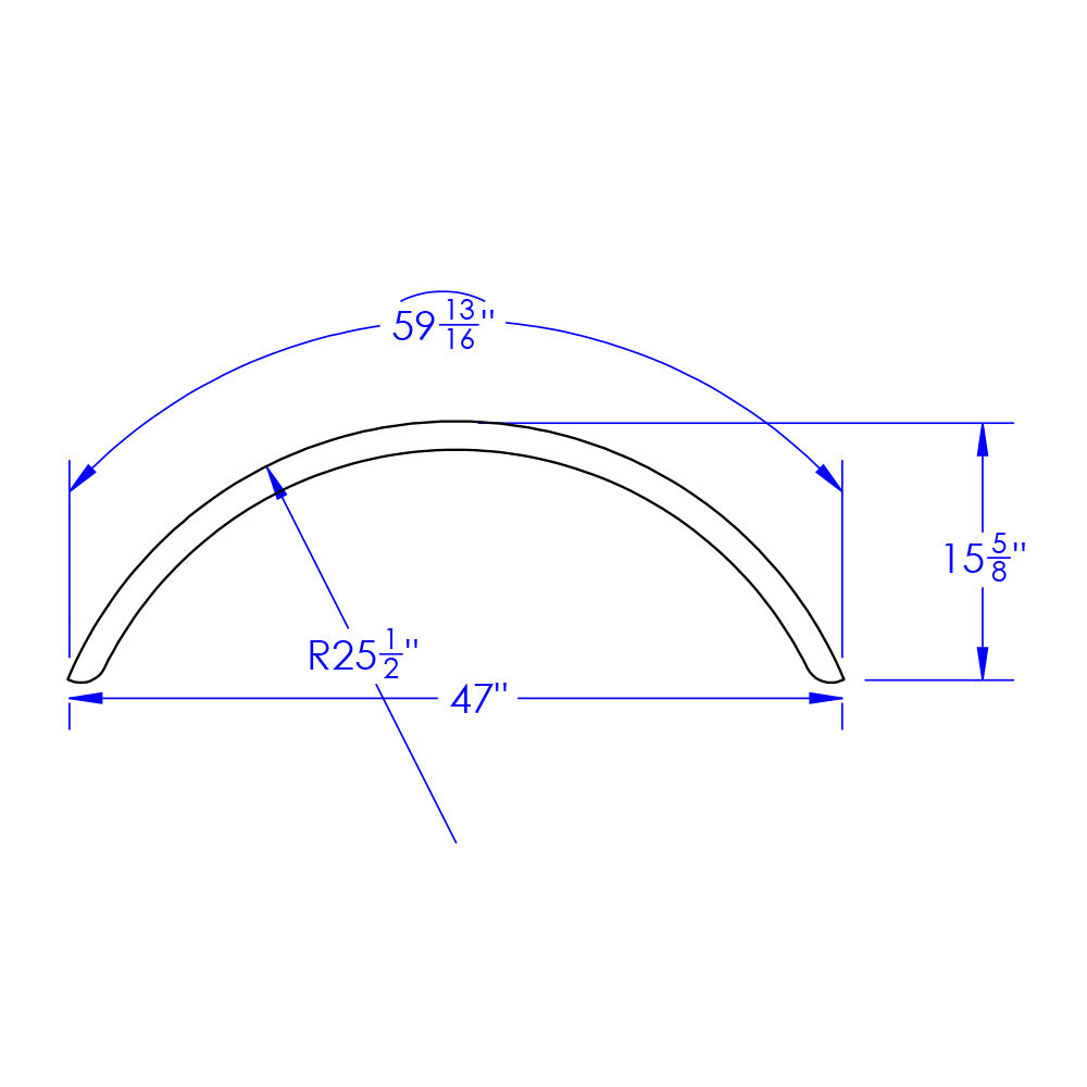 47" Smooth Aluminum Full Radius Single Axle Fender