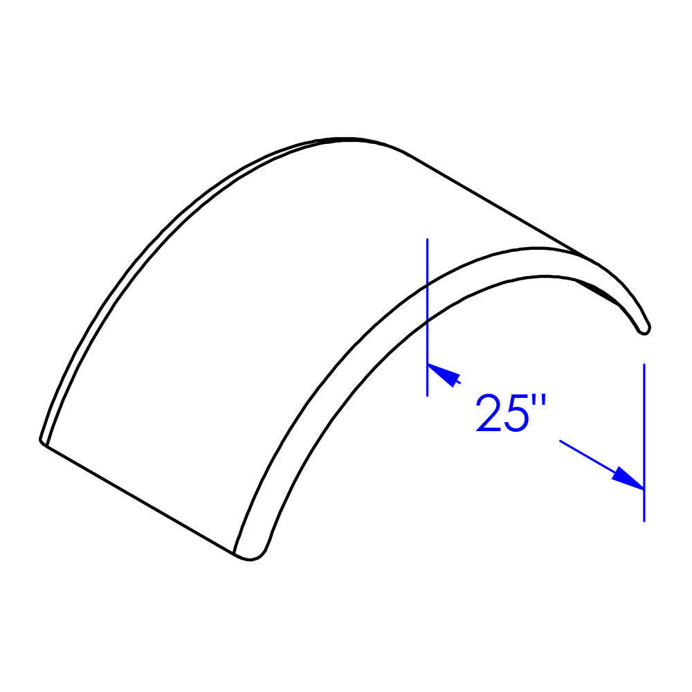 47" Smooth Aluminum Full Radius Single Axle Fender