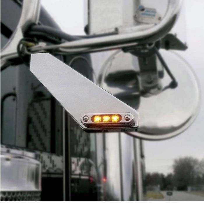 Mirror Bracket Side Amber/Red Signal Lights - 2 Wire