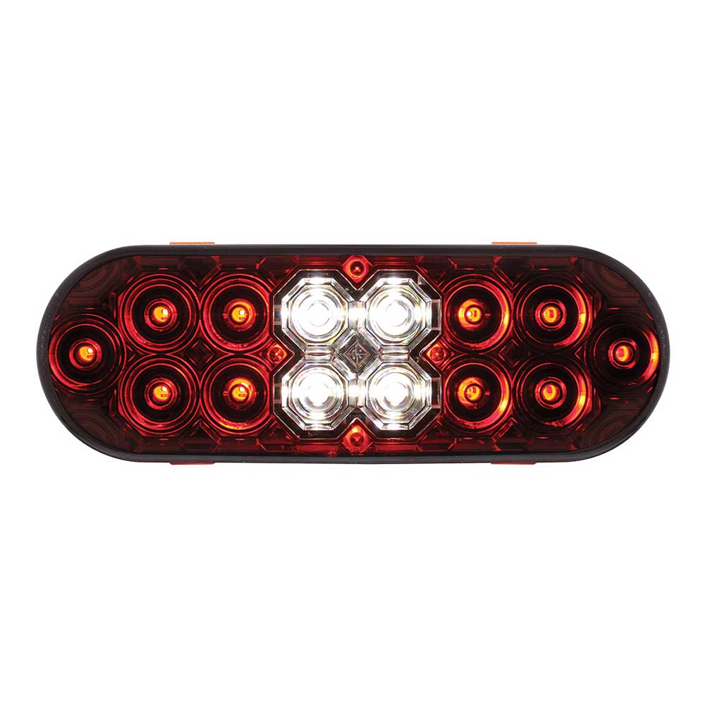 6" Red Oval Combo Stop, Turn, Tail Back-Up LED Light