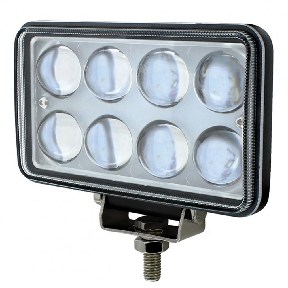 8 LED Rectangular Work Light with Projector Lens
