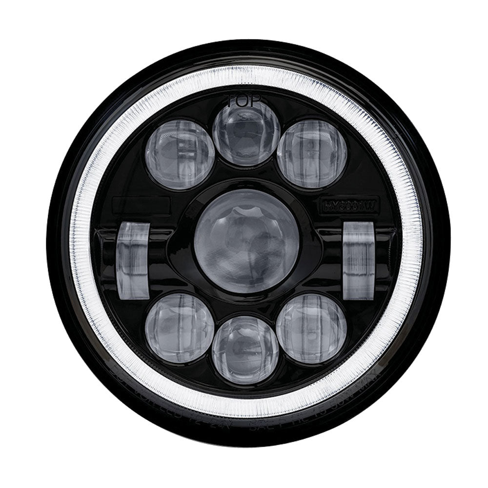 7" LED Black Projector Headlight with Halo